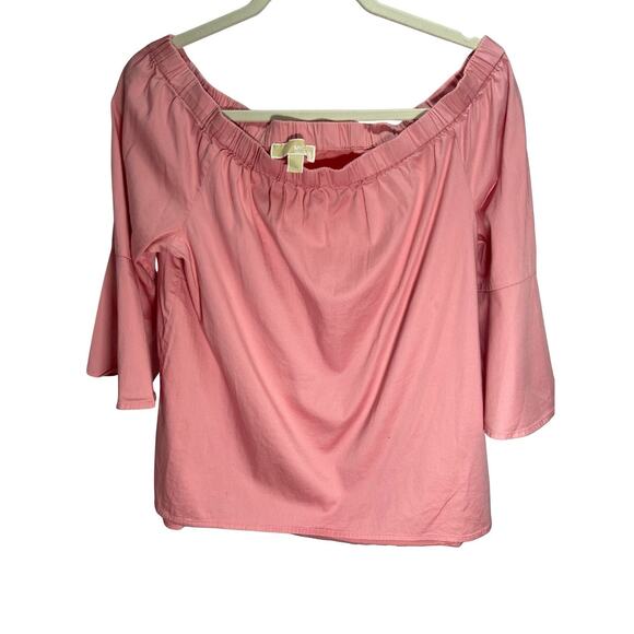 Michael Kors Tops - Michael Kors Off the Shoulder Blouse 3/4 Fairy Bell Sleeve Balletcore Pink sz L